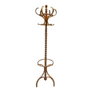1970s Blond Barley Twist Coat Rack For Sale