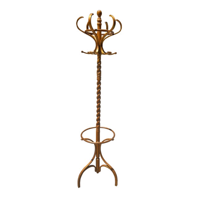 1970s Blond Barley Twist Coat Rack For Sale