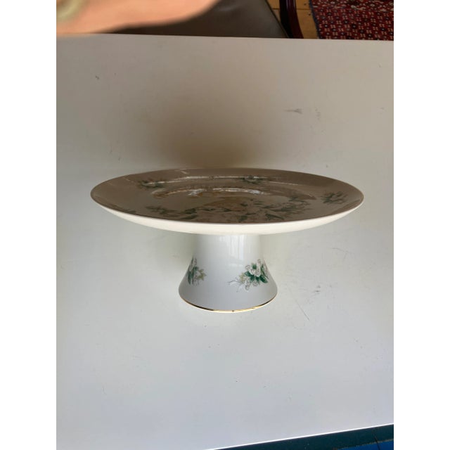 Lefton Vintage Lefton China " Hand Painted " 50th Anniversary Pedestal Cake Stand For Sale - Image 4 of 7
