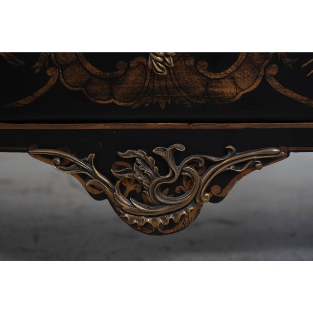 Harden Black Lacquer Chinoiserie Bombe Commode For Sale - Image 12 of 18