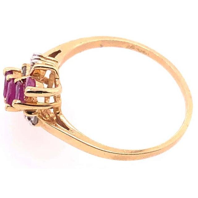 Modern 14 Karat Yellow Gold Contemporary Ruby Ring With Diamond Accents For Sale - Image 3 of 6