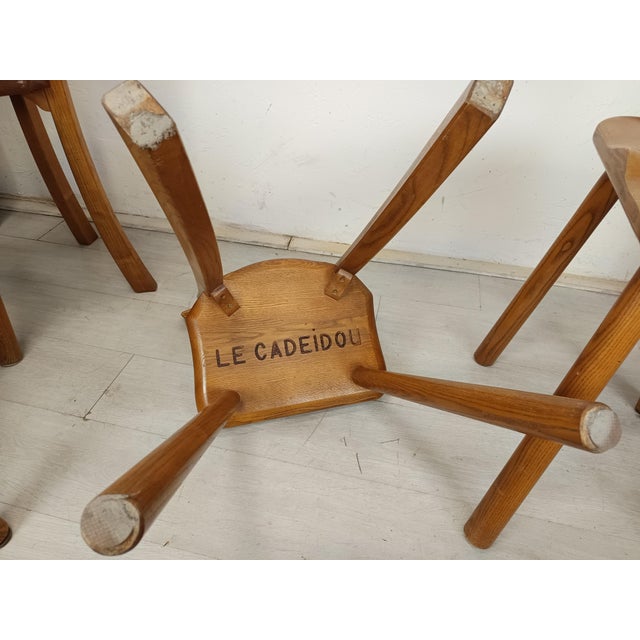 Brutalized Elm High Chairs, 1980s, Set of 5 For Sale - Image 14 of 16