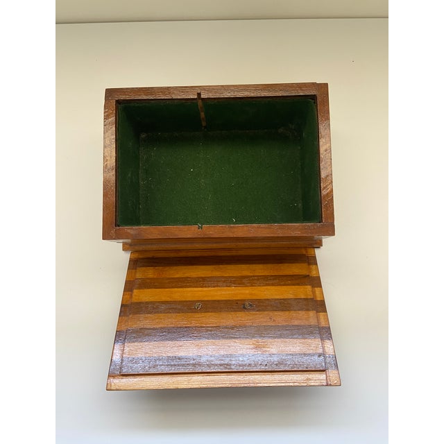 Tramp Art box that's not the typical tramp art signature design. A beautifully constructed box with a velvet interior. 5 x...