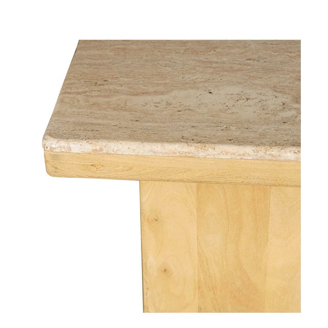 Mid-Century Modern Matthew Izzo Home Square Mango Wood and Marble Side Table For Sale - Image 3 of 6