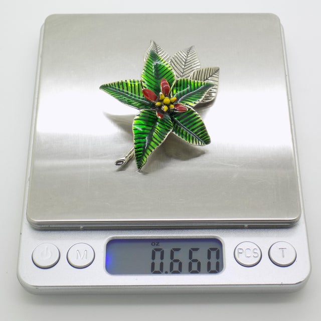 Silver Vintage Italian Handmade Genuine Silver Christmas Poinsettia Flower Figurine For Sale - Image 8 of 9