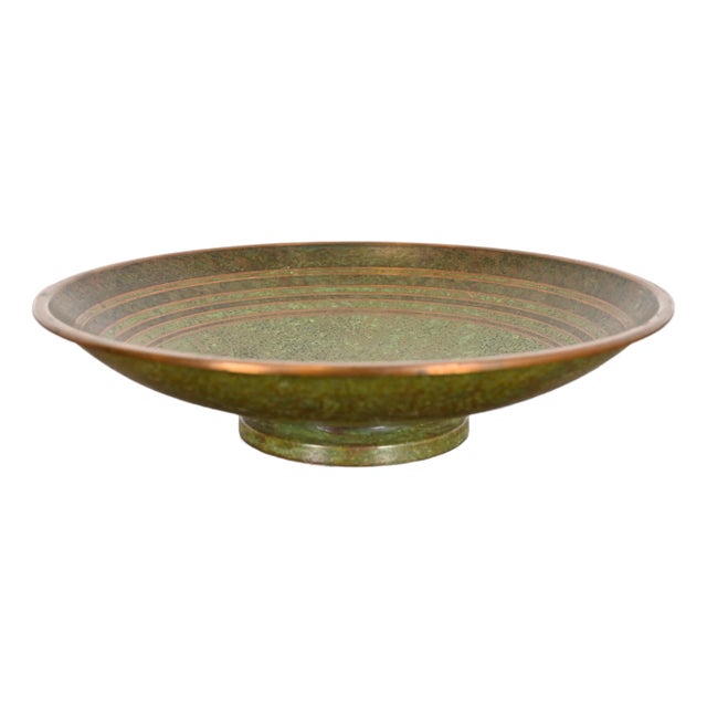 Carl Sorensen Art Deco Verdigris Bronze Footed Centerpiece Bowl or Fruit Bowl For Sale