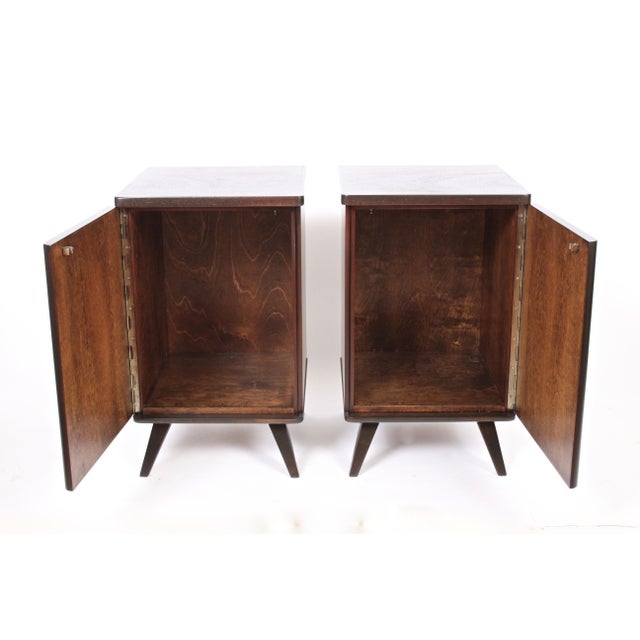 Coffee Swedish Moderne Dark Walnut Bedside Cabinets, 1940s - A Pair For Sale - Image 8 of 13