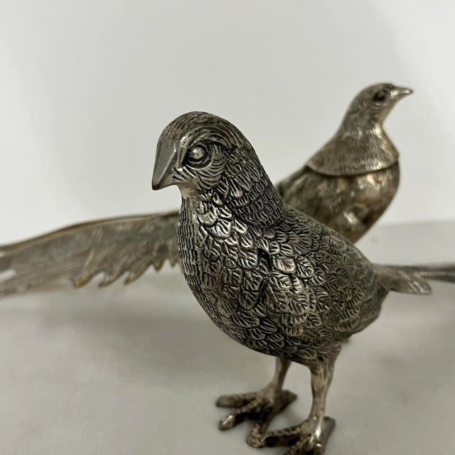 Vintage Silverplate Table / Mantle Pheasants - A Pair For Sale - Image 6 of 9