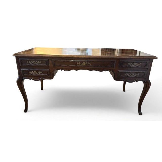 Brown Vintage John Widdicomb French Country Parquet Writing / Partner's Desk For Sale - Image 8 of 12