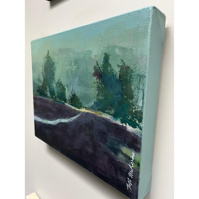 Impressionist "Foggy Forest" Contemporary Impressionist Landscape in Green and Purple by Mill Valley Artist Mary Anne McKernie For Sale - Image 3 of 9