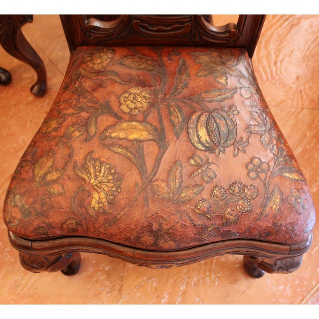 Set of Six Dining Chairs With Leather Seats, Portuguese or Spanish Rococo, 18th Century For Sale - Image 15 of 18