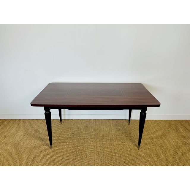 Art Deco French Modern Dining Table in Marquetry Macassar Ebony, 1950s For Sale - Image 15 of 17