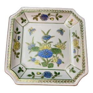 Vintage Asian Porcelain Octagonal Ashtray Dish Catchall