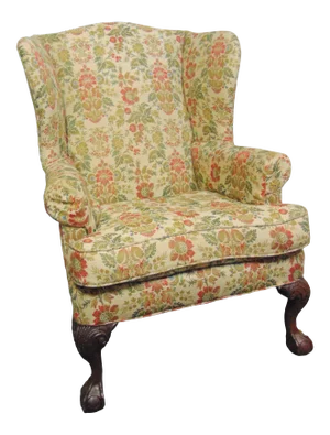 Custom Chippendale Mahogany Claw & Ball Wing Chair