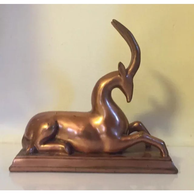 1920 Art Deco Copper Clad Gazelle or Deer Figure For Sale - Image 4 of 13