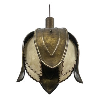 Mid-Century Modern Hand-Made Brass Tulip Pendant Lamp from Rustika Lux, Austria, 1960s For Sale