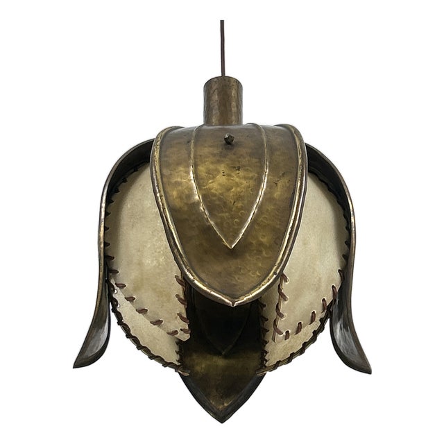 Mid-Century Modern Hand-Made Brass Tulip Pendant Lamp from Rustika Lux, Austria, 1960s For Sale