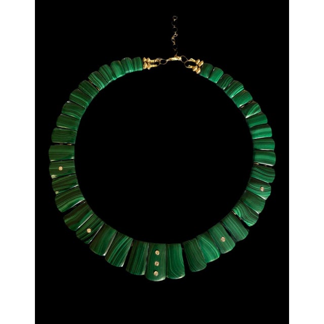 The Cleopatra Malachite Collar Necklace With Diamonds & 14k Gold For Sale - Image 12 of 12