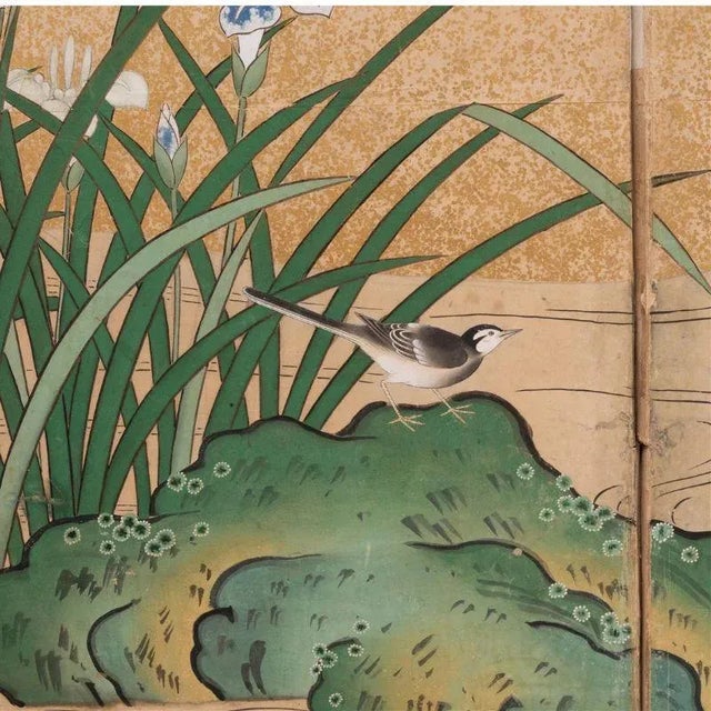 Six Panel Japanese Peony and Sparrow Scene Screen For Sale In New York - Image 6 of 8
