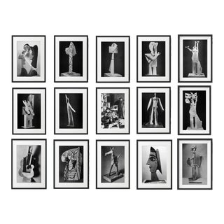 "Picasso's Sculptures (2)" Contemporary Black and White Gallery Wall of Photographs, Framed - Set of 15 For Sale
