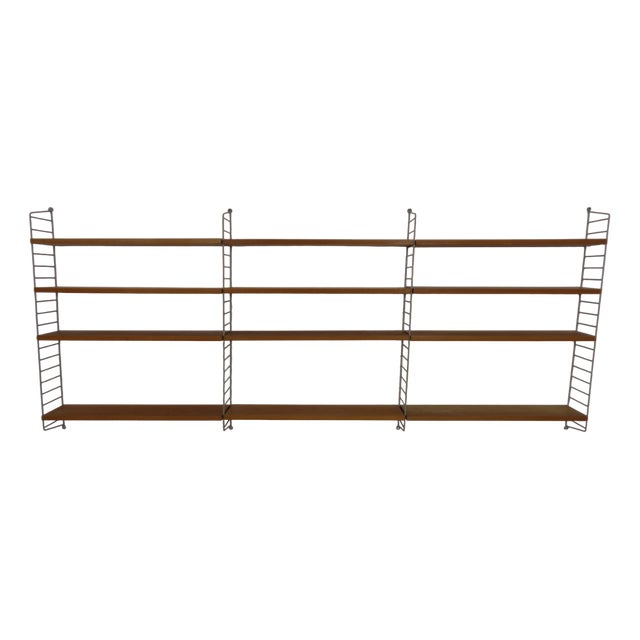 Large Swedish Wall Unit in Ash and Metal by Kajsa & Nils Nisse Strinning for String, 1950s For Sale