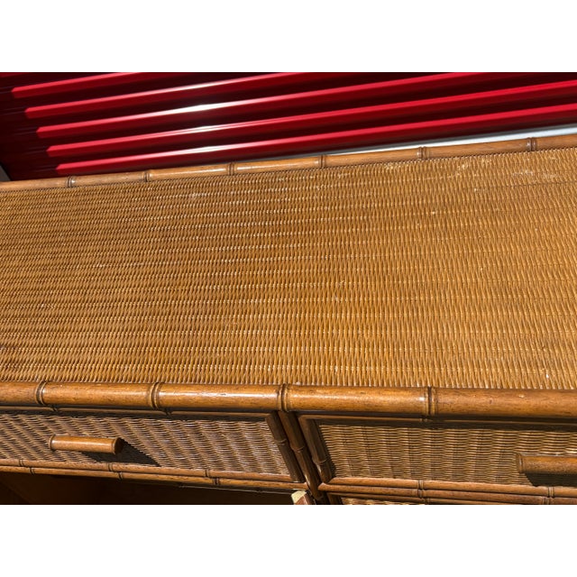 Vintage 1970’s 72”Faux Bamboo Credenza Dresser For Sale In Philadelphia - Image 6 of 10