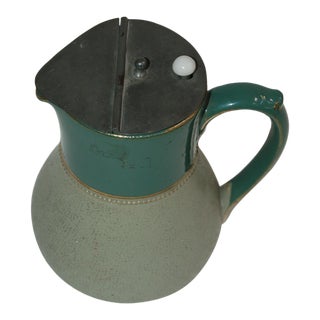 Glazed Ceramic Pottery Green Lidded Pitcher by Lovatts Langley, England For Sale