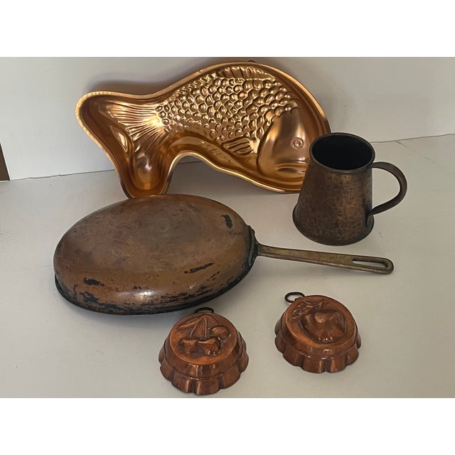 American Antique Copper Kitchen Ware With Baking Molfs For Sale - Image 3 of 3