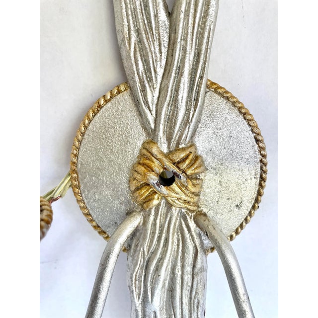 Vintage Originals 22 Silver and Gold Tassel Double Wall Sconce For Sale - Image 12 of 13