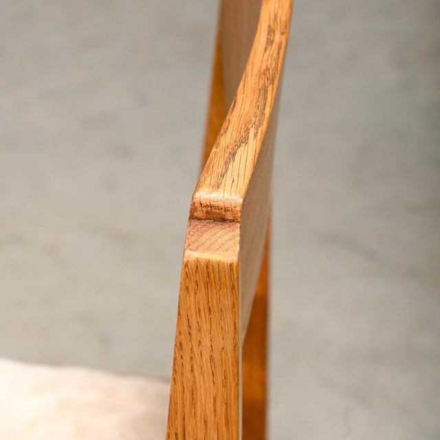 Dutch Art Deco Amsterdam School Dining Chairs in Oak and Light Fabric, 1930s, Set of 4 For Sale - Image 11 of 16
