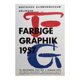 Anonymous, Farbige Graphik, 1957, Deutsches Klingenmuseum Solingen, 1957, Vintage Exhibition Poster, Printed in Germany For Sale