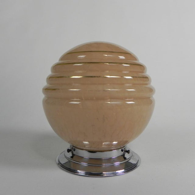 Beige Art Deco Ceiling Lamp with Cloudy Pink Globe, 1930s For Sale - Image 8 of 8