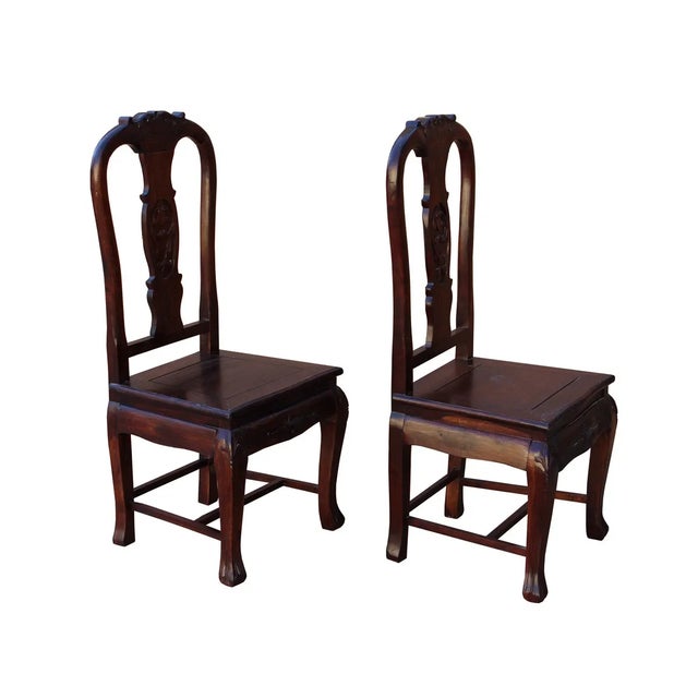 Chinese Old Shanghai Design Solid Red Wood SuanZhiMu Rosewood Chairs - a Pair For Sale In San Francisco - Image 6 of 7