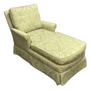 Custom Upholstered Damask Reading Chaise Lounge With Rolled Arms