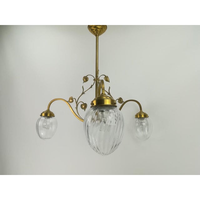 Gold Art Nouveau Floral Chandelier, 1920s For Sale - Image 8 of 10