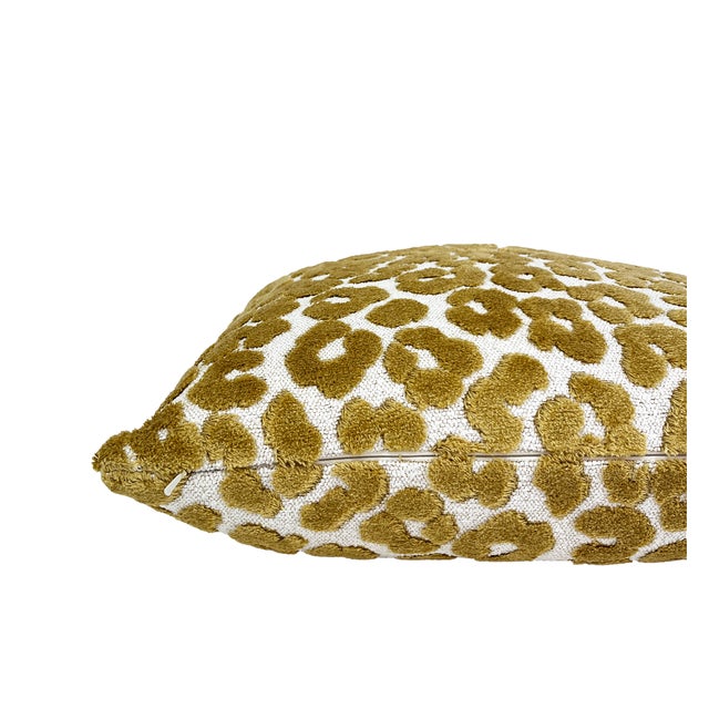 Gold Leopard 20x20 Velvet Throw Pillow With Feather Down Insert For Sale - Image 4 of 6