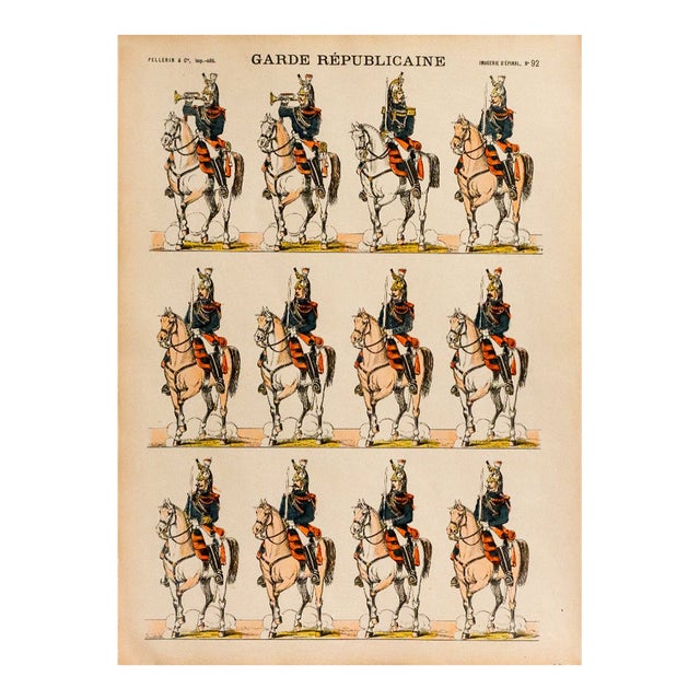 1880s - 1890s French Military Print - Imagerie d'Épinal #92 - Garde Républicaine For Sale