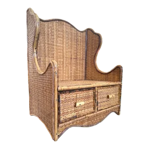 Vintage Rattan Bamboo Wall Shelving Cabinet
