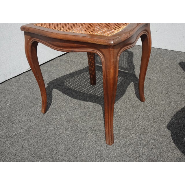 Wood Vintage French Country Brown Cane Side Chairs - a Pair For Sale - Image 7 of 13