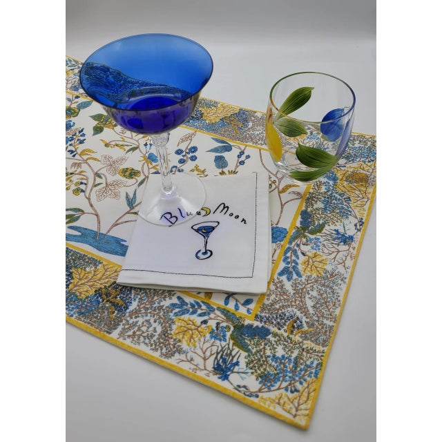 Blue Vintage 1940s Deco Cobalt Sapphire Blue Martini Coup Glasses -Set of 6 For Sale - Image 8 of 11