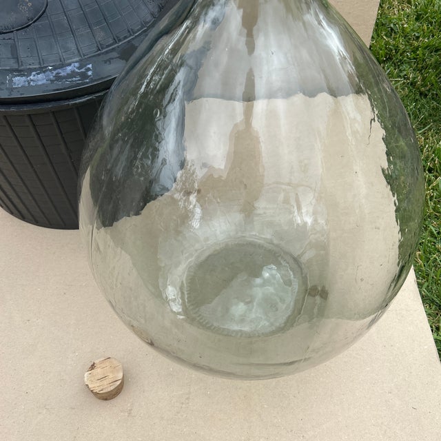 Mid 20th Century Original Ambrosio Three-Piece Glass 14 Gallons Demijohn & Carboys in a Plastic Basket Italy For Sale - Image 9 of 12