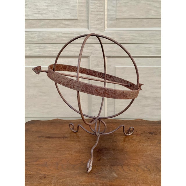 Vintage Iron Armillary Sphere Sundial Garden Ornament, French Country Outdoor Decor For Sale - Image 4 of 10