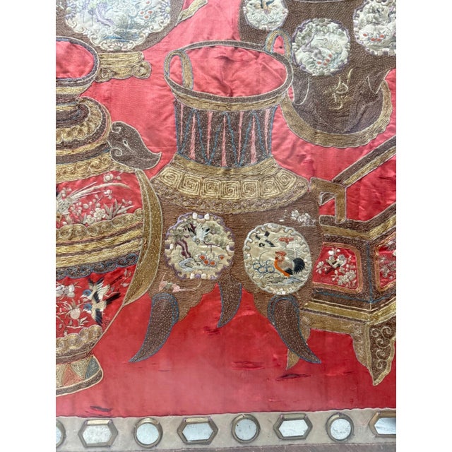 Huge Antique 1800's Chinese Altar Table Banner Embroidery Tapestry Needlepoint For Sale - Image 18 of 18