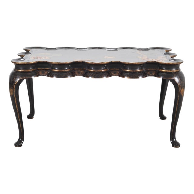 Rose Tarlow Scalloped Coffee Table Chinoiserie Lacquered For Sale