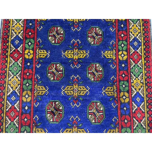 Cobalt Blue Turkmen-Style Mori Gul Wool Runner Rug, 2'8" X 9'3" For Sale - Image 9 of 15