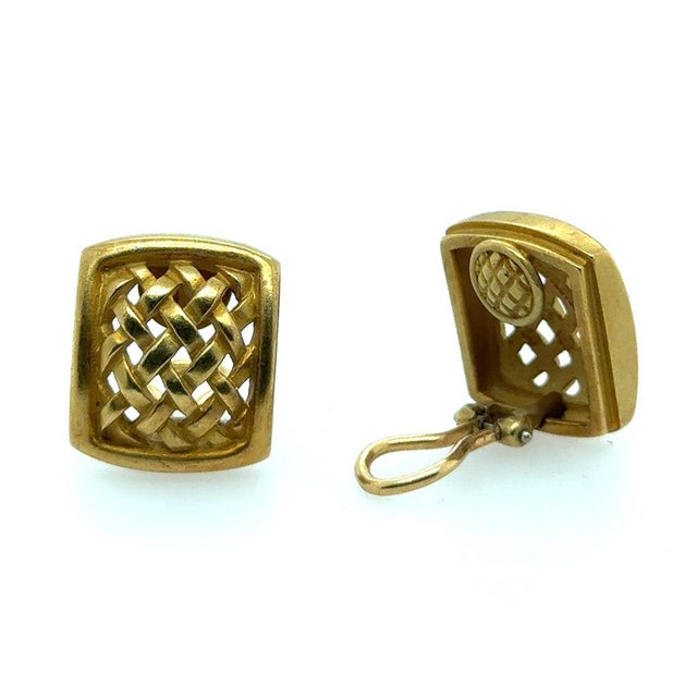 Kieselsteine Cord 18k Baskest Weave Earrings. 18.72g