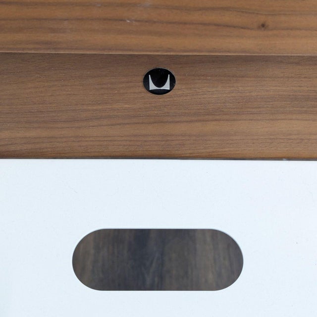 White Herman Miller Airia Modern Walnut and White Writing Desk With Drawer For Sale - Image 8 of 8