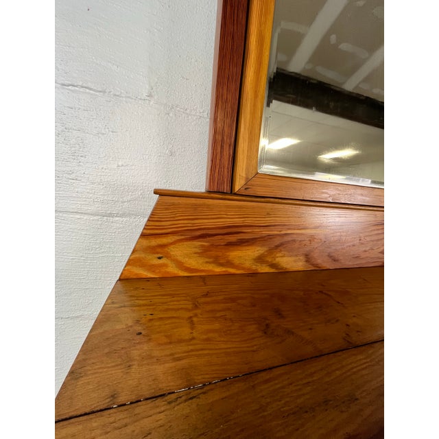 Mid 20th Century Pine Dresser With Beveled Mirror and Sculptural a-Frame Wooden Pulls For Sale - Image 10 of 10