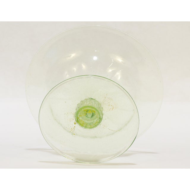 Green Set of 4 Venetian / Murano Green Glass Tazzas or Compotes With Gold Inclusions For Sale - Image 8 of 9