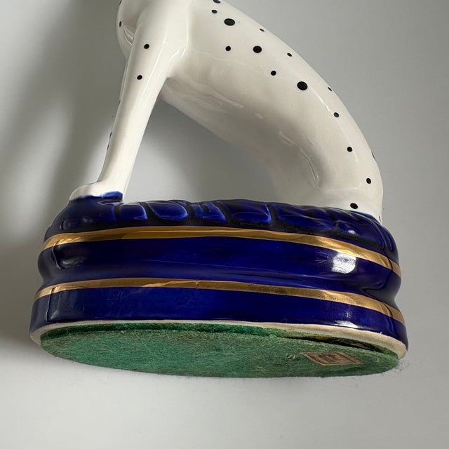 Fitz and Floyd Dalmatian Figurine on Cobalt Blue Base With Gold Accents For Sale - Image 12 of 13